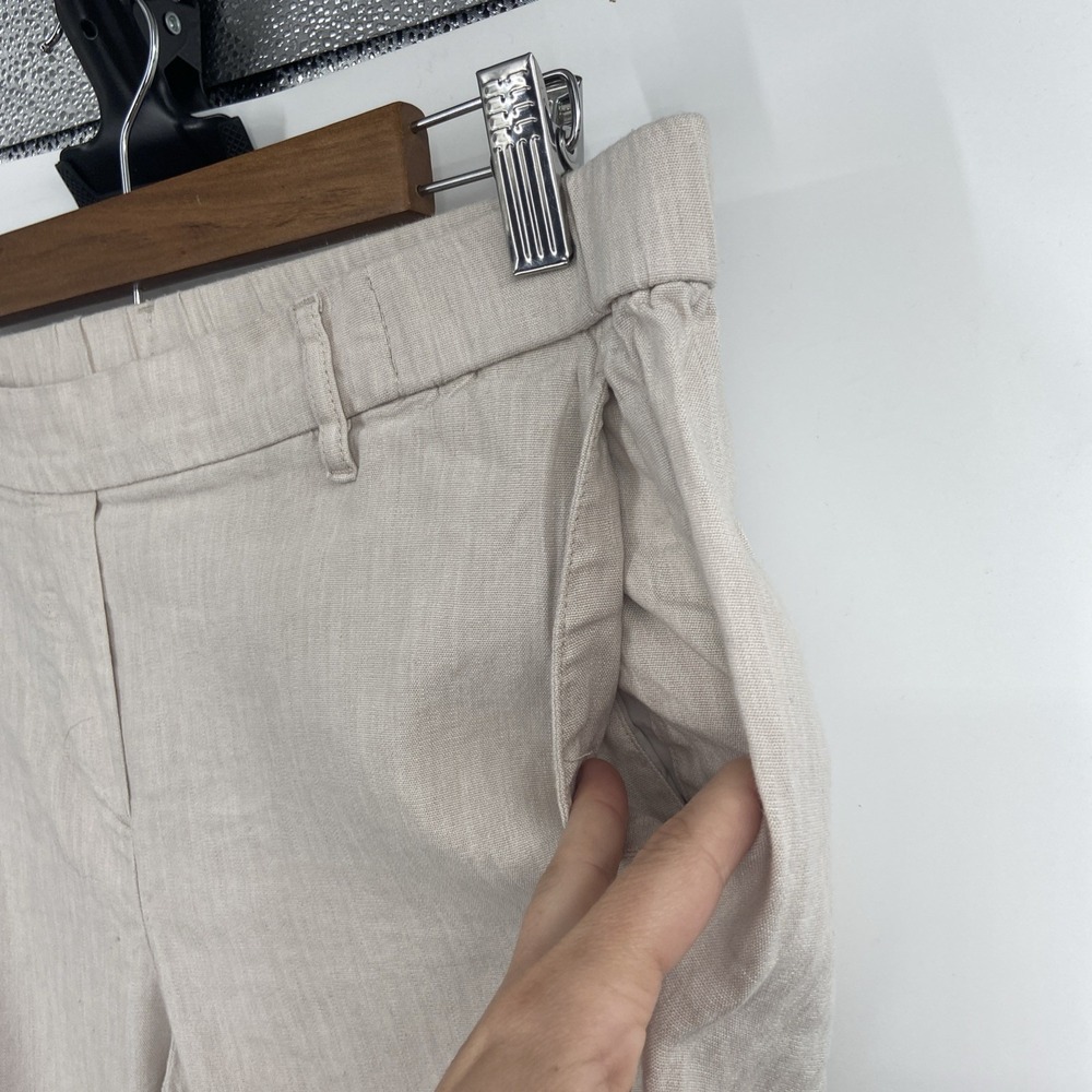 J. Jill Pants Women's‎ Medium Beige Love Linen Stretch Cropped Straight Leg - Picture 2 of 6